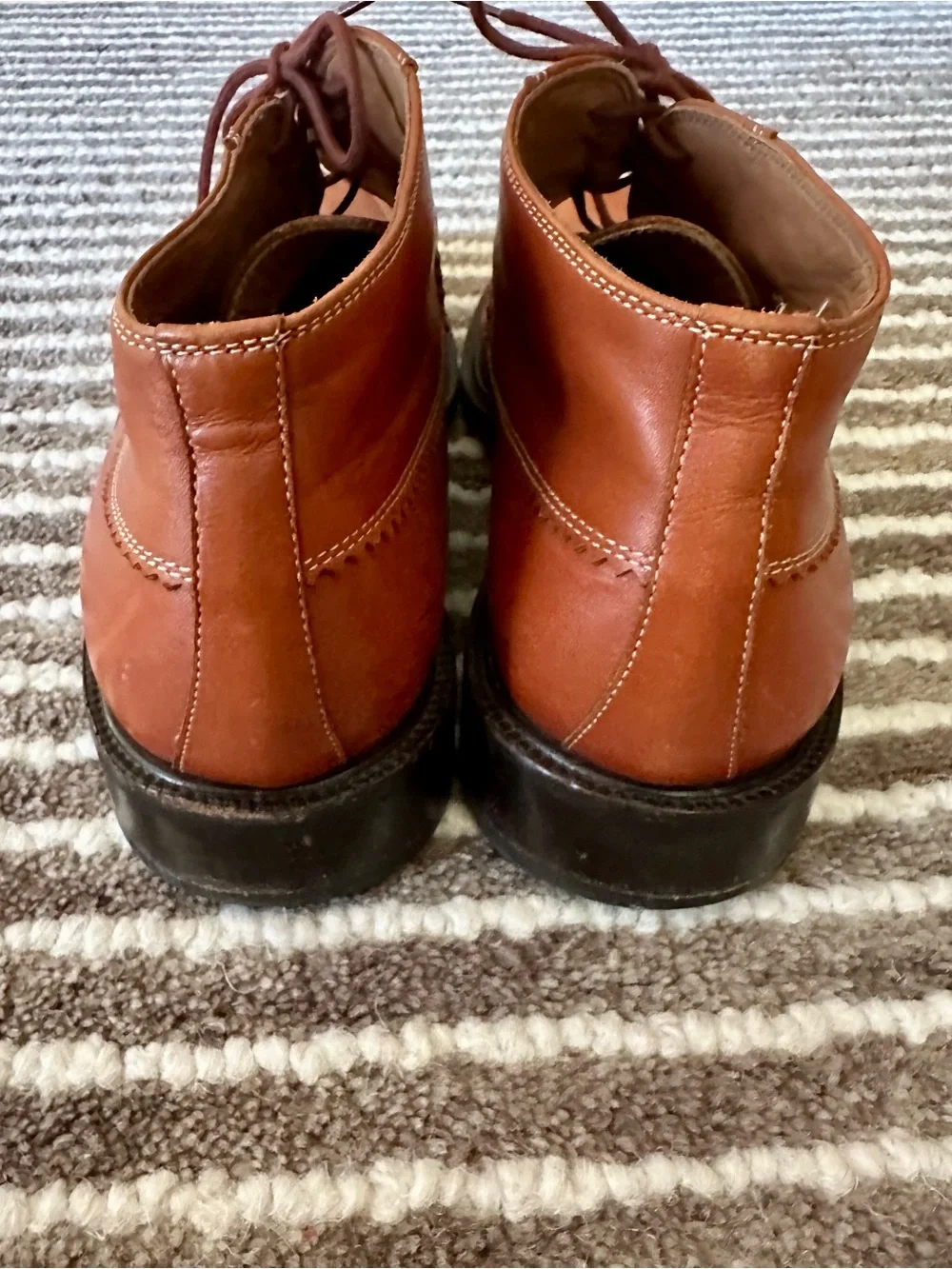 Ermenegildo Zegna Men's Tan Leather Lace-Up Boots